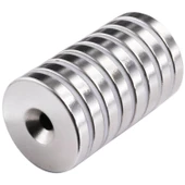 2 Adet 25x10/5x5,5 Mm Neodyum Mıknatıs Havşa Delikli Magnet Vida Atılabilir N35 Nikel Paslanmaz - 2