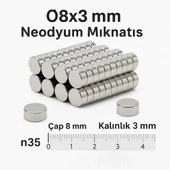 100 Adet 8x3mm Yuvarlak Neodyum Mıknatıs Güçlü Nikel Kaplamalı Kaliteli Dayanıklı Magnet - 2