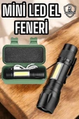 Şarjlı Metal Zoomlu El Feneri Işıldak Led Işık Taşınabilir El Lambası thumbnail 2