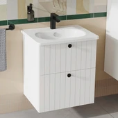 Vitra Root Groove Çift Çekmeceli Lavabo Dolabı, 60 cm, Mat Beyaz (Yuvarlak Lavabo Dahil) 69415 - 2