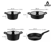 Vento 16 Parça Döküm Tencere Tava Sahan Seti (Siyah) thumbnail 3