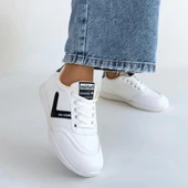 Jowen Beyaz Cilt Siyah Detaylı Bağcıklı Spor Ayakkabı thumbnail 4