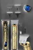 Tıraş Makinesi Şarjlı Profesyonel Saç Kesme Makinesi Gold Çizik Tıraş thumbnail 4