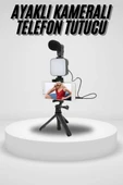 Akıllı Telefon Vlog Kiti Tripod Mini Mikrofonlu Telefon Tutucu - 1