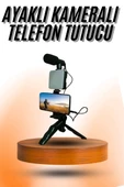 Telefon Tutucu Mini Mikrofonlu Tripod Vlog Çekim Video - 1