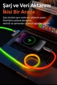 Renkli Işıklı 4’ü 1 Arada Çok Fonksiyonlu Hızlı Şarj Kablosu 60W Telefon, 27W Type-C to iPhone - 5