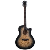 Washburn Deep Forest Burl Ace Black Fade Elektro Akustik Gitar - 2