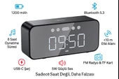 Dijital Ayna Ekranlı Bluetooth Hoparlör ve Çalar Saat  1200mAh Şarjlı - 3
