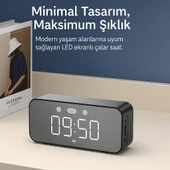 Dijital Ayna Ekranlı Bluetooth Hoparlör ve Çalar Saat  1200mAh Şarjlı - 5