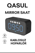 Dijital Ayna Ekranlı Bluetooth Hoparlör ve Çalar Saat  1200mAh Şarjlı - 1