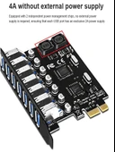 Pci-E Express 7 Port USB 3.0 Hub Çoklayıcı Çoğaltıcı Çevirici thumbnail 5