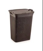 Omnipazar SY-4630 Plastik Safir Kirli Çamaşır Sepeti 55 lt Kahverengi - 1