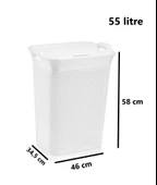 Omnipazar SY-4630 Plastik Safir Kirli Çamaşır Sepeti 55 lt Beyaz - 2