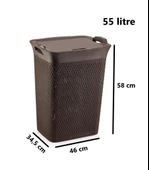 Omnipazar SY-4630 Plastik Safir Kirli Çamaşır Sepeti 55 lt Kahverengi - 2