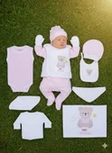 Yenidoğan, Bebek 10'lu Hastane Çıkışı, Zıbın Seti, %100 Pamuk, Ayı Nakışlı Hediyelik Set thumbnail 2