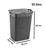 Omnipazar SY-4630 Plastik Safir Kirli Çamaşır Sepeti 55 lt Antrasit - 2