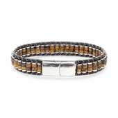 Kaplan Gözü & Hematit Çelik Örgülü Deri Bileklik 31832B22D1 thumbnail 4