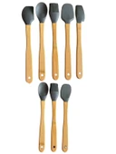 Mucit Home GRİ 8'li Bambu Saplı Silikon Uçlu Spatula Fırçalı Kaşık Seti thumbnail 1