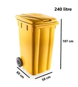Omnipazar SY-6510 Tekerlekli Kapaklı Plastik Çöp Konteyneri 240 lt - 6