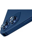 Iphone 12 Mini Uyumlu  Kamera Koruyucu Lens Mercek Metal Çerçeveli 2li Set Mavi Blue thumbnail 1