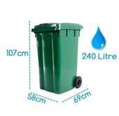 Omnipazar SY-6511 Eko Tekerlekli Kapaklı Plastik Çöp Konteyneri 240 lt Yeşil - 2