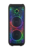 D64 Siyah RGB Ledli Dahili Kablosuz Mikrofon Kumandalı Radyolu Bluetooth Hoparlör Speaker - 4