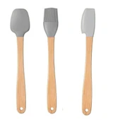 Mucit Home 3'lü Bambu Saplı Silikon Spatula Seti Yumurta Fırçası - 2