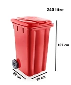 Omnipazar SY-6510 Tekerlekli Kapaklı Plastik Çöp Konteyneri 240 lt - 12