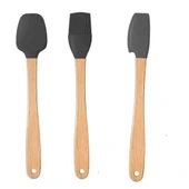 Mucit Home 3'lü Bambu Saplı Silikon Spatula Seti Yumurta Fırçası - 3