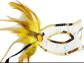 Altın Yandan Tüylü Pul Payet Parti Maskesi thumbnail 1