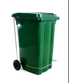 Omnipazar SY-6512 Pedallı Tekerlekli Kapaklı Çöp Konteyneri 240 lt Yeşil - 4