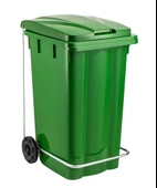 Omnipazar SY-6512 Pedallı Tekerlekli Kapaklı Çöp Konteyneri 240 lt Yeşil - 1