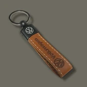 Volkswagen Yazılı Ve Logolu Anahtarlık (Kahverengi ) TERMO DERİ thumbnail 3
