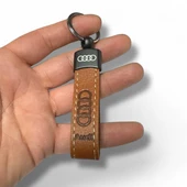 Audi Yazılı Ve Logolu Anahtarlık (KAHVERENGİ) TERMO DERİ thumbnail 2