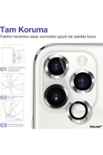 Iphone 11 Pro Max Uyumlu  Kamera Koruyucu Lens Mercek Metal Çerçeveli 3lü Set Gümüş Gri-silver thumbnail 4