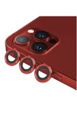Iphone 13 Pro Max Uyumlu Kamera Koruyucu Lens Mercek Metal Çerçeveli 3lü Set Kırmızı Red thumbnail 2