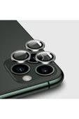 Iphone 11 Pro Max Uyumlu  Kamera Koruyucu Lens Mercek Metal Çerçeveli 3lü Set Gümüş Gri-silver thumbnail 7