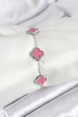 Gümüş Zincir Pembe Renk Yonca Bileklik - EBJ250920W37792 thumbnail 1