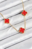 Zincir Gold Kırmızı Renk Yonca Kadın Kolye - EBJ250920W37850 thumbnail 1