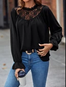 Kadın Uzun Kollu Dantelli Salaş Sandy Bluz - 3