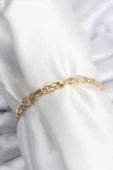 Pirinç VIP Seri Gold Renk Zincir Model Kalpli Zirkon Taşlı Kadın Bileklik - EBJ250920W37872 thumbnail 2