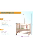 TURHAN BEBE Ahşap Beşik Anne Yanı Beşik Sallanır Beşik Organik 60x120 Yıldız Uyku Seti Yatak Tekerlekli - 4