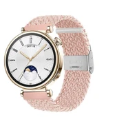 Sneezy Huawei Watch GT4 41mm İle Uyumlu 18mm Metal Klips Solo Fiberlink Örgü Kordon  Pudra thumbnail 1