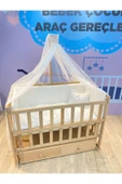 TURHAN BEBE Ahşap Anne Yanı Asansörlü Çekmeceli Sallanır Beşik Tam Set Uyku Seti - 2