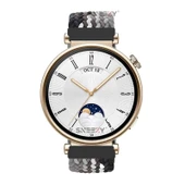 Sneezy Huawei Watch GT4 41mm İle Uyumlu 18mm Metal Klips Solo Fiberlink Örgü Kordon  Siyah Beyaz - 4