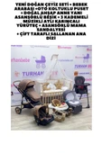 TURHAN BEBE Yeni Doğan Çeyiz Seti Bebek Arabası + Anne Yanı Beşik + Yürüteç +Mama Sandalyesi + ANA DİZİ - 3