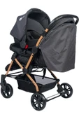 TURHAN BEBE 3 Kademe Yatış Pozisyonu Kontrol Penceresi Çift Yönlü Bebek Arabası +Taşıma Puset + Yağmurluk Hediye - 2