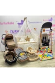 TURHAN BEBE Yeni Doğan Çeyiz Seti Bebek Arabası + Anne Yanı Beşik + Yürüteç +Salıncak+ Ana Dizi - 1