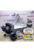 TURHAN BEBE Bebek Arabası Puset Beşik Banyo Seti Yürüteç Çanta Yürüteç Mama Sandalyesi Oyun Halısı - 1