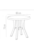 Royal Rattan Desenli Yuvarlak Masa 80 cm.Şemsiye Delikli, Dayanıklı ve Şık - 2